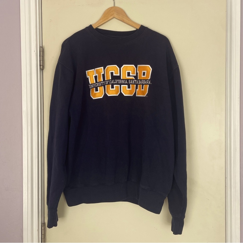 UCSB Santa Barbara Large Comfy Cozy Navy Dark Blue Hoodie Crewneck School Merch